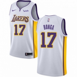 Mens Nike Los Angeles Lakers 17 Isaac Bonga Swingman White NBA Jersey Association Edition 