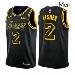 Mens Nike Los Angeles Lakers 2 Derek Fisher Swingman Black City Edition NBA Jersey 