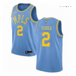 Mens Nike Los Angeles Lakers 2 Derek Fisher Swingman Blue Hardwood Classics NBA Jersey 