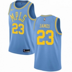 Mens Nike Los Angeles Lakers 23 LeBron James Authentic Blue Hardwood Classics NBA Jersey 