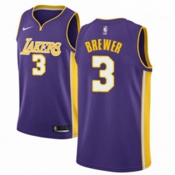 Mens Nike Los Angeles Lakers 3 Corey Brewer Authentic Purple NBA Jersey Icon Edition 