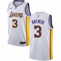 Mens Nike Los Angeles Lakers 3 Corey Brewer Authentic White NBA Jersey Association Edition 