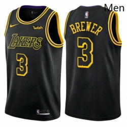 Mens Nike Los Angeles Lakers 3 Corey Brewer Swingman Black City Edition NBA Jersey 