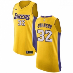 Mens Nike Los Angeles Lakers 32 Magic Johnson Authentic Gold Home NBA Jersey Icon Edition