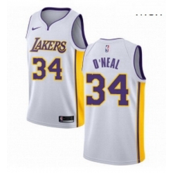 Mens Nike Los Angeles Lakers 34 Shaquille ONeal Swingman White NBA Jersey Association Edition