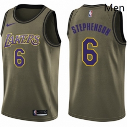 Mens Nike Los Angeles Lakers 6 Lance Stephenson Swingman Green Salute to Service NBA Jersey 