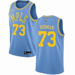 Mens Nike Los Angeles Lakers 73 Dennis Rodman Swingman Blue Hardwood Classics NBA Jersey