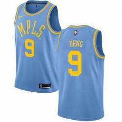 Mens Nike Los Angeles Lakers 9 Luol Deng Authentic Blue Hardwood Classics NBA Jersey 