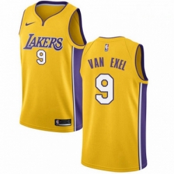 Mens Nike Los Angeles Lakers 9 Nick Van Exel Swingman Gold Home NBA Jersey Icon Edition 