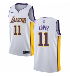 Womens Nike Los Angeles Lakers 11 Brook Lopez Authentic White NBA Jersey Association Edition 