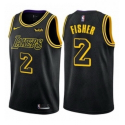 Womens Nike Los Angeles Lakers 2 Derek Fisher Swingman Black NBA Jersey City Edition 