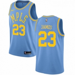 Womens Nike Los Angeles Lakers 23 LeBron James Swingman Blue Hardwood Classics NBA Jersey 