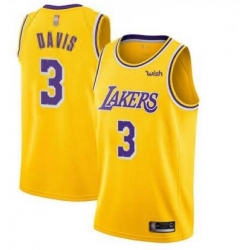 Youth Lakers #3 Anthony Davis Gold Basketball Swingman Icon Edition Jersey