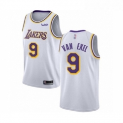 Youth Los Angeles Lakers 9 Nick Van Exel Swingman White Basketball Jerseys Association Edition 