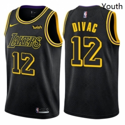 Youth Nike Los Angeles Lakers 12 Vlade Divac Swingman Black NBA Jersey City Edition