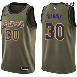 Youth Nike Los Angeles Lakers 30 Julius Randle Swingman Green Salute to Service NBA Jersey 