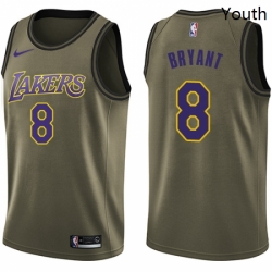 Youth Nike Los Angeles Lakers 8 Kobe Bryant Swingman Green Salute to Service NBA Jersey