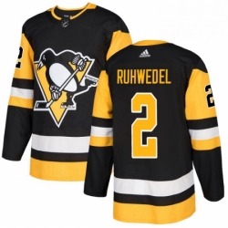 Mens Adidas Pittsburgh Penguins 2 Chad Ruhwedel Premier Black Home NHL Jersey 