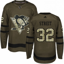 Mens Adidas Pittsburgh Penguins 22 Matt Hunwick Authentic Green Salute to Service NHL Jersey 