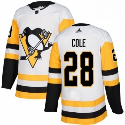 Mens Adidas Pittsburgh Penguins 28 Ian Cole Authentic White Away NHL Jersey 