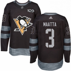 Mens Adidas Pittsburgh Penguins 3 Olli Maatta Authentic Black 1917 2017 100th Anniversary NHL Jersey 