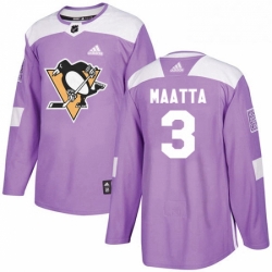 Mens Adidas Pittsburgh Penguins 3 Olli Maatta Authentic Purple Fights Cancer Practice NHL Jersey 