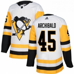 Mens Adidas Pittsburgh Penguins 45 Josh Archibald Authentic White Away NHL Jersey 