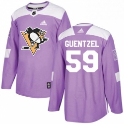 Mens Adidas Pittsburgh Penguins 59 Jake Guentzel Authentic Purple Fights Cancer Practice NHL Jersey 