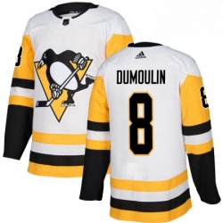 Mens Adidas Pittsburgh Penguins 8 Brian Dumoulin Authentic White Away NHL Jersey 