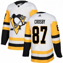 Mens Adidas Pittsburgh Penguins 87 Sidney Crosby Authentic White Away NHL Jersey 