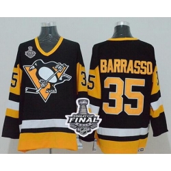 Mitchell 26Ness Penguins #35 Tom Barrasso Black 2017 Stanley Cup Final Patch Stitched NHL Jersey