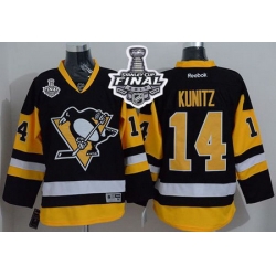 Penguins #14 Chris Kunitz Black Alternate 2017 Stanley Cup Final Patch Stitched NHL Jersey