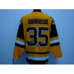 Penguins #35 Tom Barrasso Stitched Mitchell 26Ness Yellow NHL Jersey