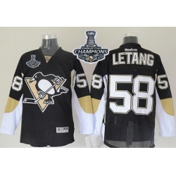 Penguins #58 Kris Letang Black 2017 Stanley Cup Finals Champions Stitched NHL Jersey