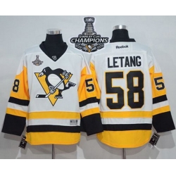 Penguins #58 Kris Letang White New Away 2017 Stanley Cup Finals Champions Stitched NHL Jersey