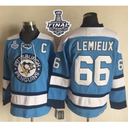 Penguins #66 Mario Lemieux Blue Alternate CCM Throwback 2017 Stanley Cup Final Patch Stitched NHL Jersey