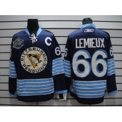 Penguins #66 Mario Lemieux Stitched Dark Blue 2011 Winter Classic Vintage NHL Jersey