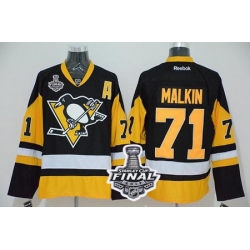 Penguins #71 Evgeni Malkin Black Alternate 2017 Stanley Cup Final Patch Stitched NHL Jersey