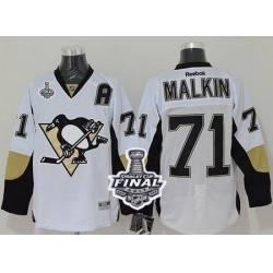 Penguins #71 Evgeni Malkin White 2017 Stanley Cup Final Patch Stitched NHL Jersey