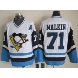 Pittsburgh Penguins #71 Evgeni Malkin White&Blue CCM Throwback Stitched NHL Jersey