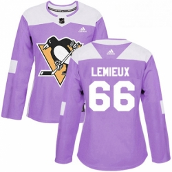 Womens Adidas Pittsburgh Penguins 66 Mario Lemieux Authentic Purple Fights Cancer Practice NHL Jersey 