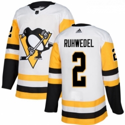 Youth Adidas Pittsburgh Penguins 2 Chad Ruhwedel Authentic White Away NHL Jersey 