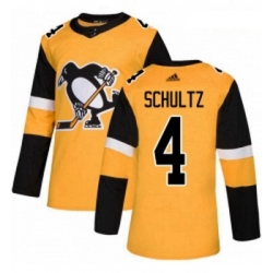 Youth Adidas Pittsburgh Penguins 4 Justin Schultz Authentic Gold Alternate NHL Jersey 