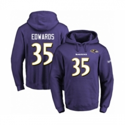 Football Mens Baltimore Ravens 35 Gus Edwards Purple Name Number Pullover Hoodie