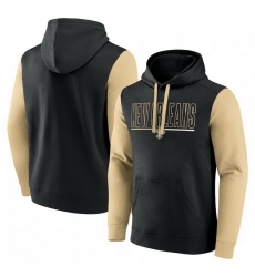 Men Gold New Orleans Saints Outline Pullover Hoodie