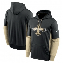 Men New Orleans Saints Black Color Block Fleece Performance Pullover Hoodie