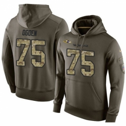 NFL Nike Baltimore Ravens 75 Jonathan Ogden Green Salute To Service Mens Pullover Hoodie