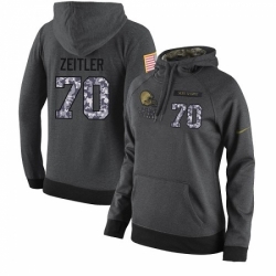 NFL Womens Nike Cleveland Browns 70 Kevin Zeitler Stitched Black Anthracite Salute to Service Player Performance Hoodie