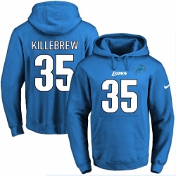 NFL Mens Nike Detroit Lions 35 Miles Killebrew Blue Name Number Pullover Hoodie