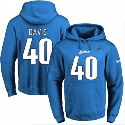 NFL Mens Nike Detroit Lions 40 Jarrad Davis Blue Name Number Pullover Hoodie